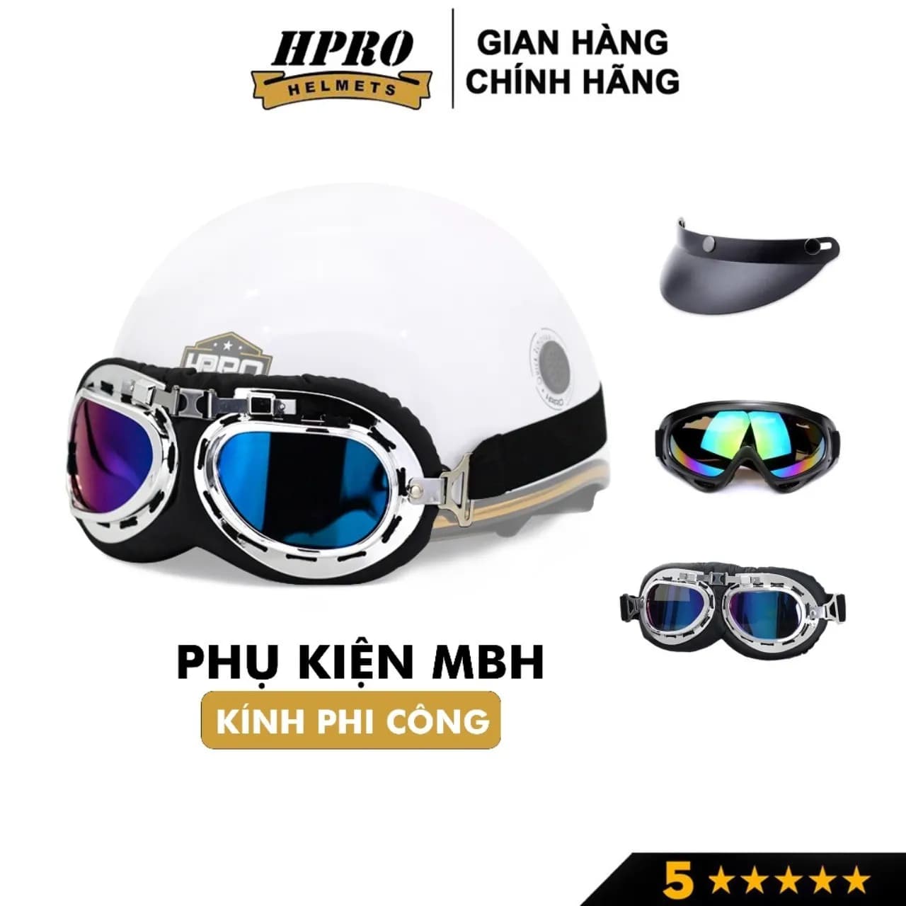 Phụ kiện Kính Phi Công kính UV Sundy Helmets gắn mũ bảo hiểm 1/2 và 3/4 đi phượt trang trí mũ chắn gió bảo vệ mắt